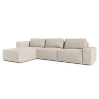 ECKSOFA L Form Arkleton Beige 360/180/93 cm Links mit Schlaffunktion - Creme/Schwarz, Kunststoff/Textil (180/360cm) - AX Living