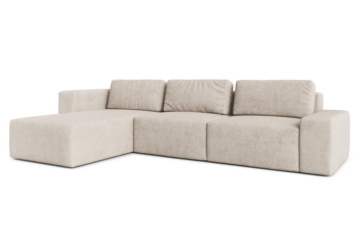 ECKSOFA L Form Arkleton Beige 360/180/93 cm Links mit Schlaffunktion - Creme/Schwarz, Kunststoff/Textil (180/360cm) - AX Living