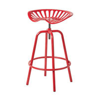 BARHOCKER Traktorsitz, Metall im Vintage-Look, höhenverstellbar - Rot, Metall (47/74/50cm) - Homescapes