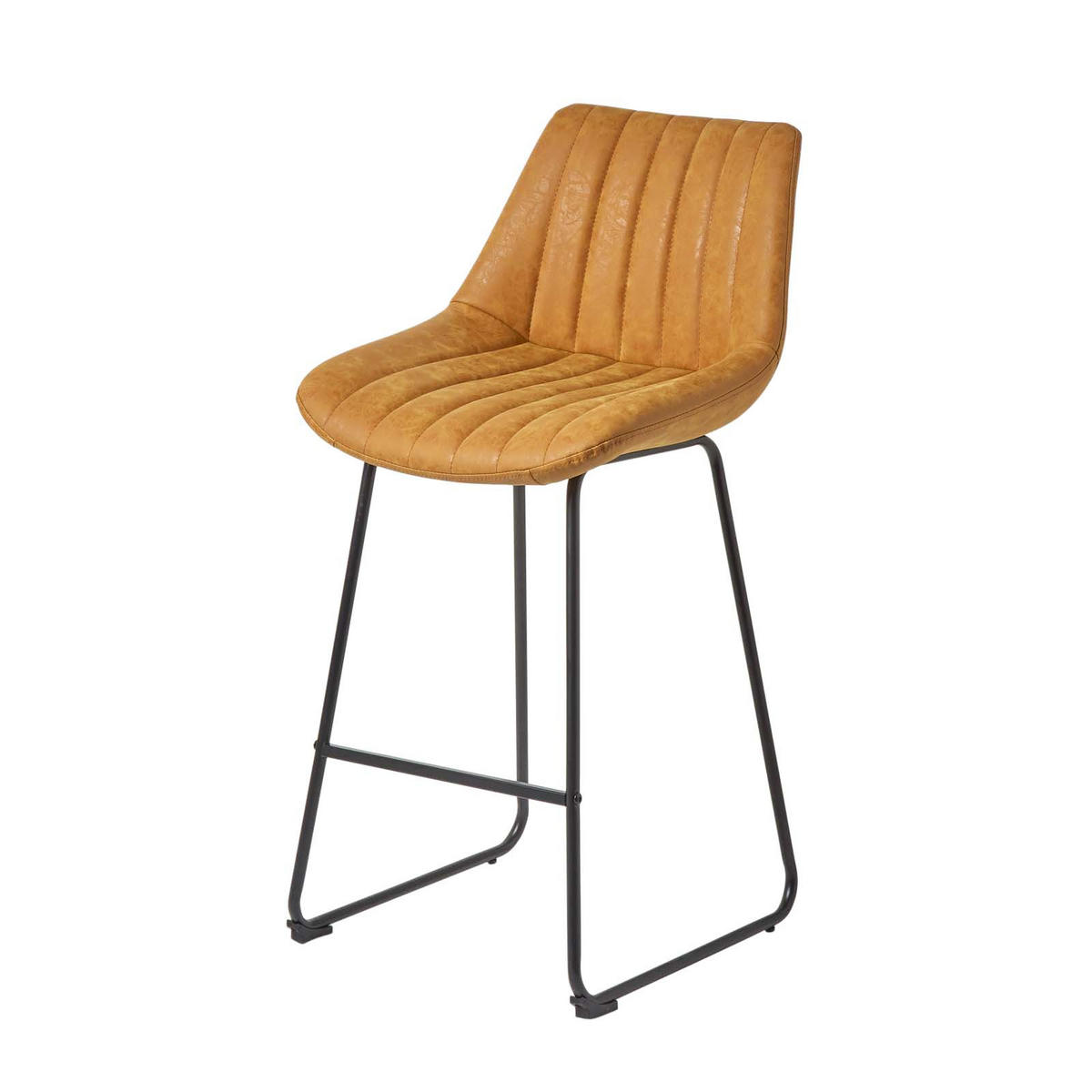 BARSTUHL Ascot, Kunstleder mit Rückenlehne - Bernsteinfarben, Textil (54/97/47cm) - Homescapes