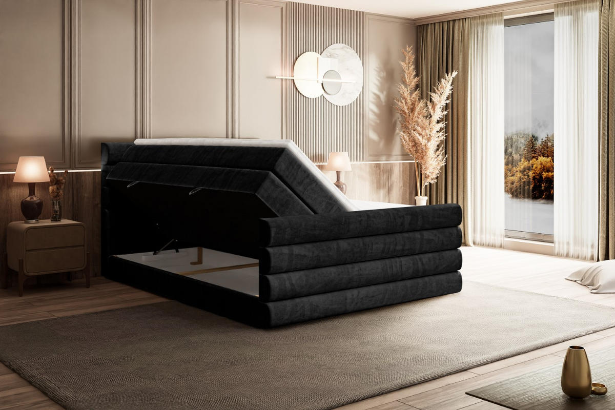 BOXSPRINGBETT CELESTIA-Z KING - 140x200 - H3/H4 - Schwarz - Schwarz, Holzwerkstoff (140/200cm) - ALTDECOR