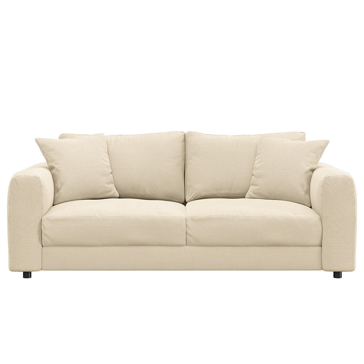 2,5-SITZER SOFA - Beige/Schwarz, Holz/Kunststoff (182/79/106cm) - home24