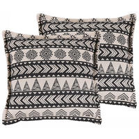 OKRASNA BLAZINA komplet 2 bež 45/45 cm Hentepe - bež, tekstil/naravni materiali (45/45cm) - Beliani