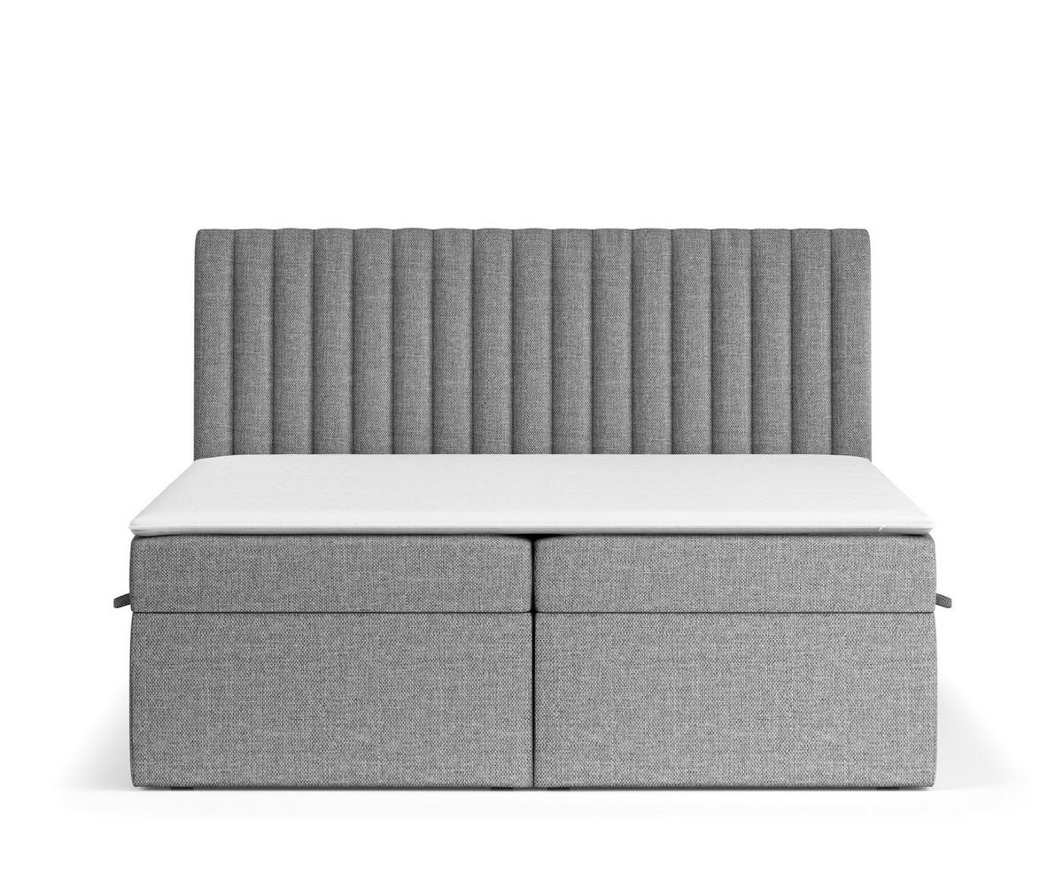 BOXBETT Spencer Grau 180/200 cm mit Matratze und Topper - Schwarz/Grau, Holz/Holzwerkstoff (180/200cm) - Maison de Reve