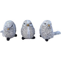STEINFIGUR 3er Set Vögel mittel, frostfest Steinguss - Grau, Stein (5/8/9cm) - stoneandstyle