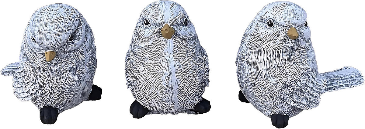 STEINFIGUR 3er Set Vögel mittel, frostfest Steinguss - Grau, Stein (5/8/9cm) - stoneandstyle