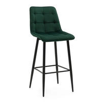 BARHOCKER CHIC gespolsterter mit Steppung - grün - Samt Velours - Schwarz/Grün, Textil/Metall (46/109/56cm) - NEW HOME