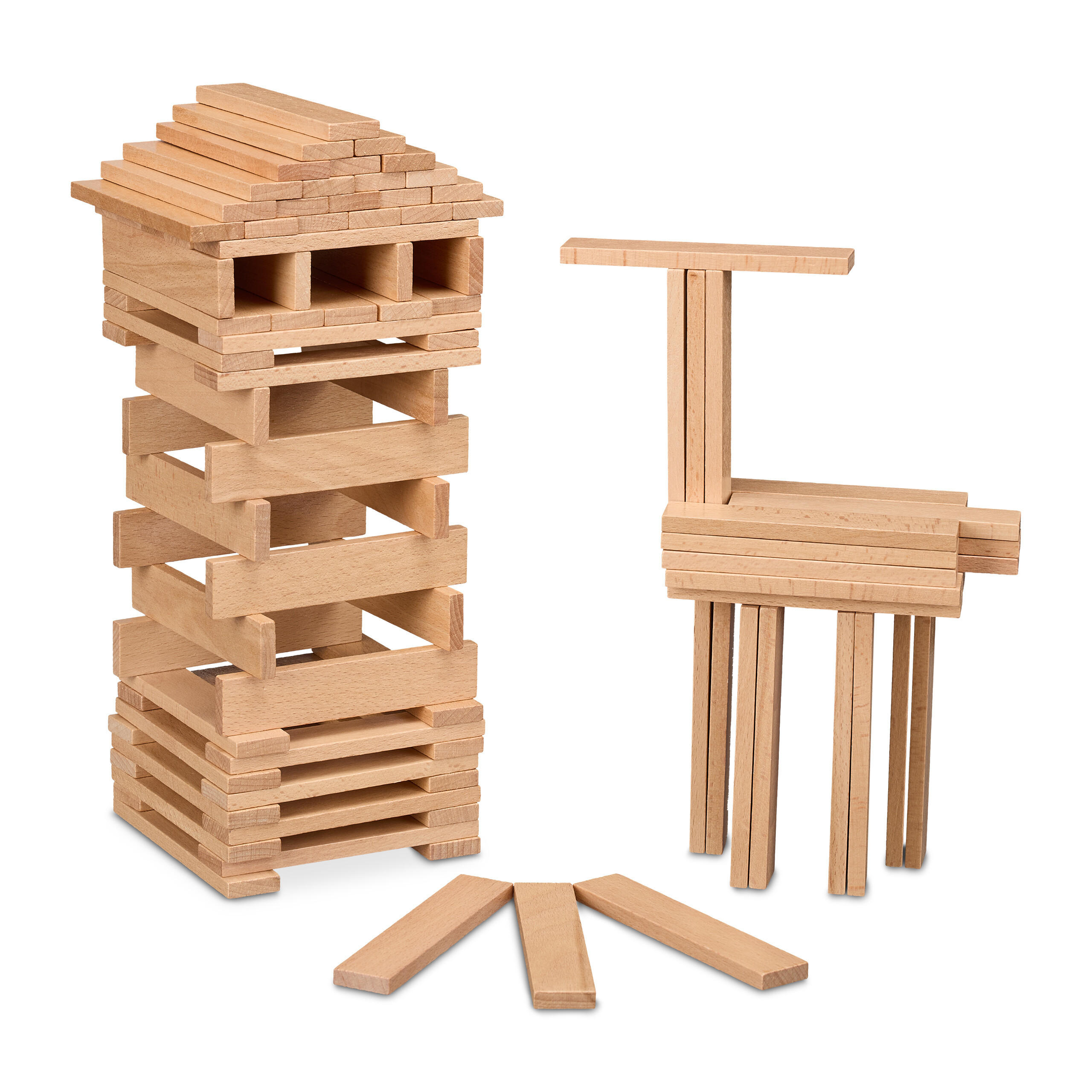 100XHOLZBAUSTEINE - Hellbraun, Holz (2.5/0.7cm) - Relaxdays