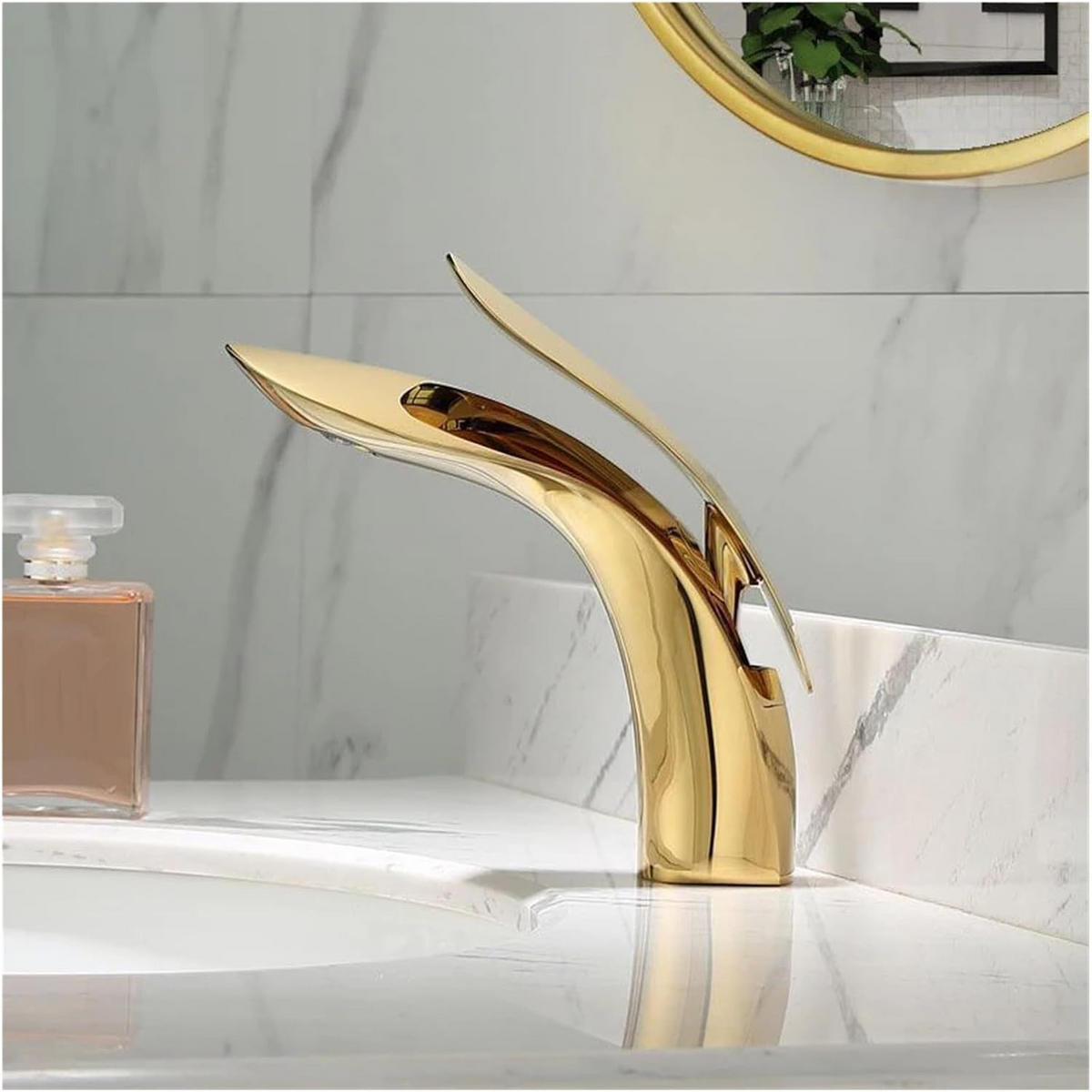 WASCHTISCHARMATUR, 19,7*18,6cm, Gold - Goldfarben, Metall (30/10/25cm) - Vallsero