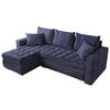 ECKSOFA Luis mit Schlaffunktion Blau Samt - Blau/Silberfarben, Kunststoff/Textil (148/238cm) - Bromarkt