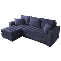 ECKSOFA Luis mit Schlaffunktion Blau Samt - Blau/Silberfarben, Kunststoff/Textil (148/238cm) - Bromarkt