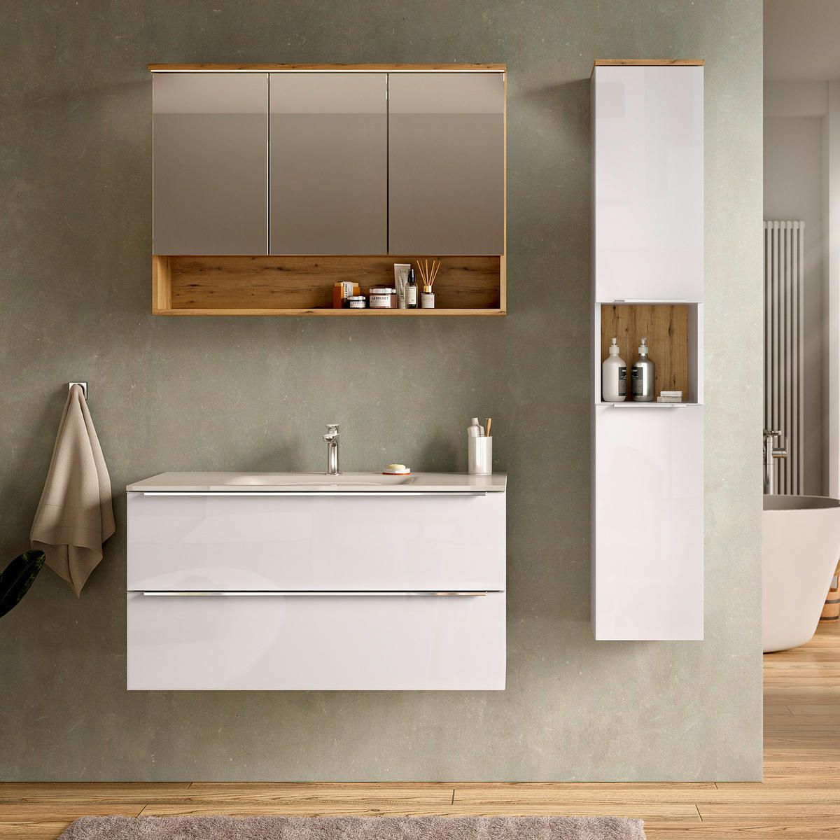 WASCHTISCHUNTERSCHRANK - Ohne Waschbecken - Weiß Hochglanz, Holzwerkstoff (100/54/47cm) - home24