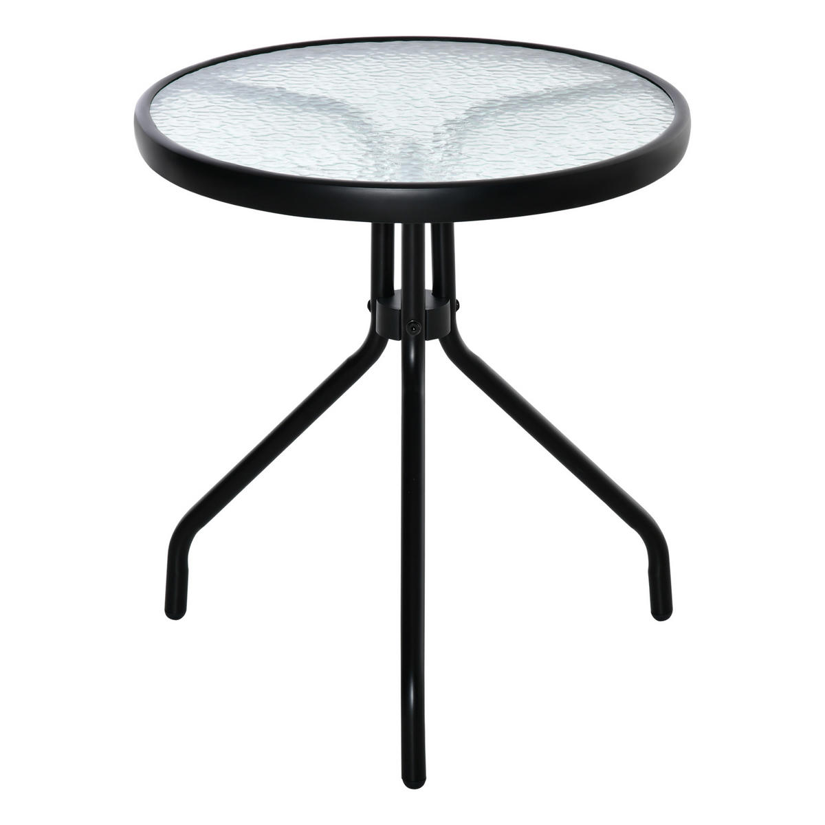 BEISTELLTISCH DE-07352 rund mit Glastischplatte und Metallrahmen Schwarz - Schwarz, Glas/Metall (50/50/55cm) - ComfortXL