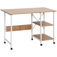 KLAPPTISCH , MDF, Weiß+Natur - Weiß, Kunststoff (55/76/107cm) - HOMCOM