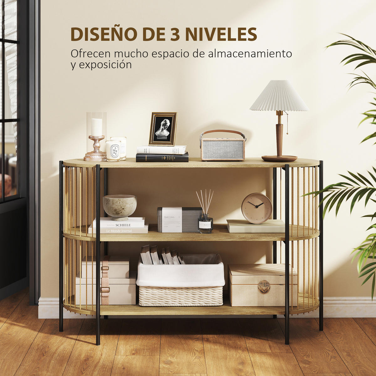 KONSOLENTISCH Naturholz MDF Stahl 1 Stück - Beige, Kunststoff (124/43.5/80cm) - GiPP