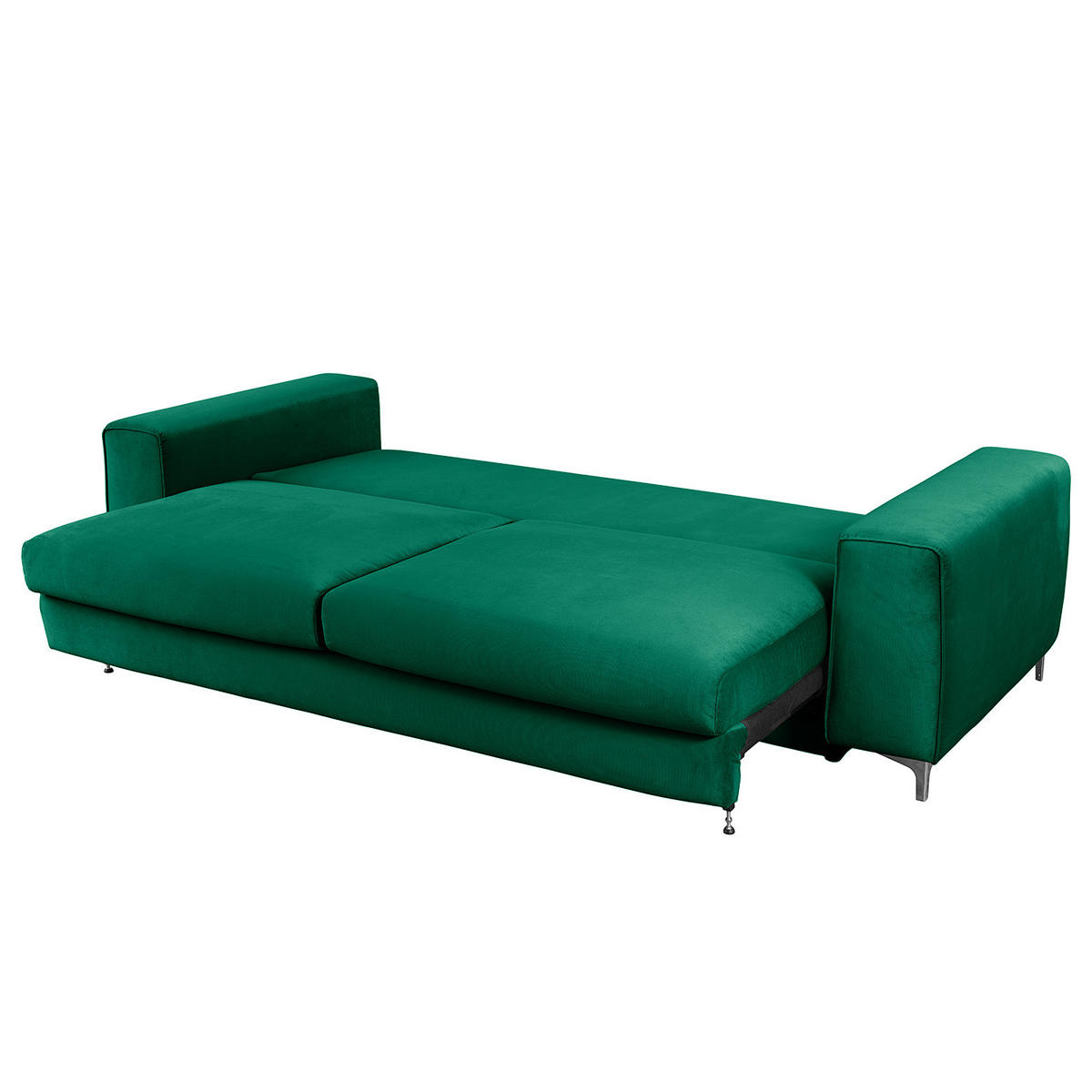 SCHLAFSOFA - Samt - Silberfarben/Olivgrün, Textil/Metall (265/91/105cm) - home24