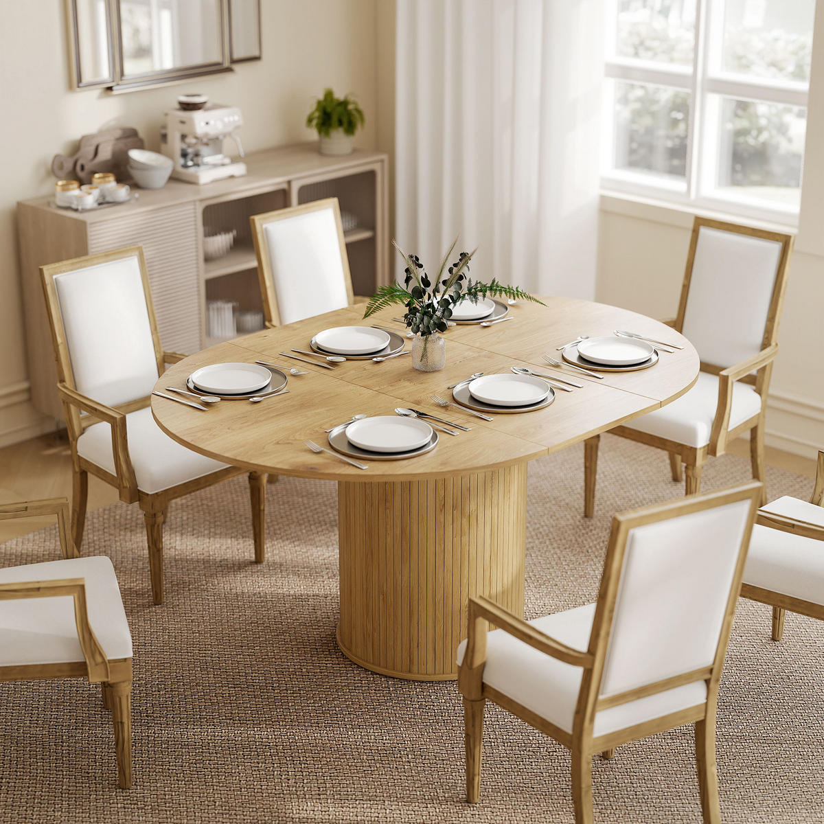 ESSTISCH Holzoptik 1 Stück - Beige, Naturmaterialien (150/110/75cm) - GiPP