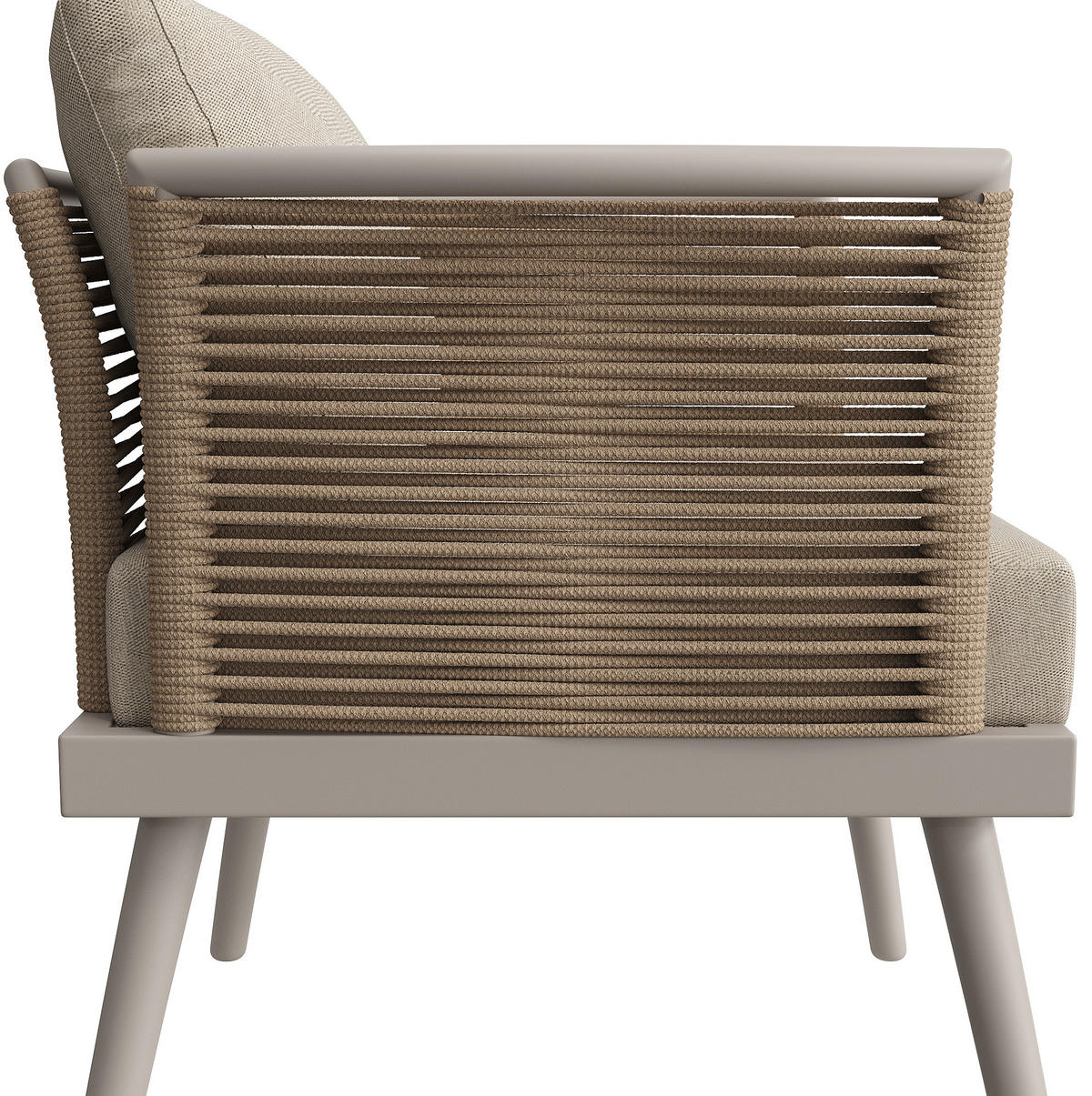 GARTENSETS aus Eisen Beige mit Couchtisch & 9 cm Polstern - Beige, Metall - Modfu