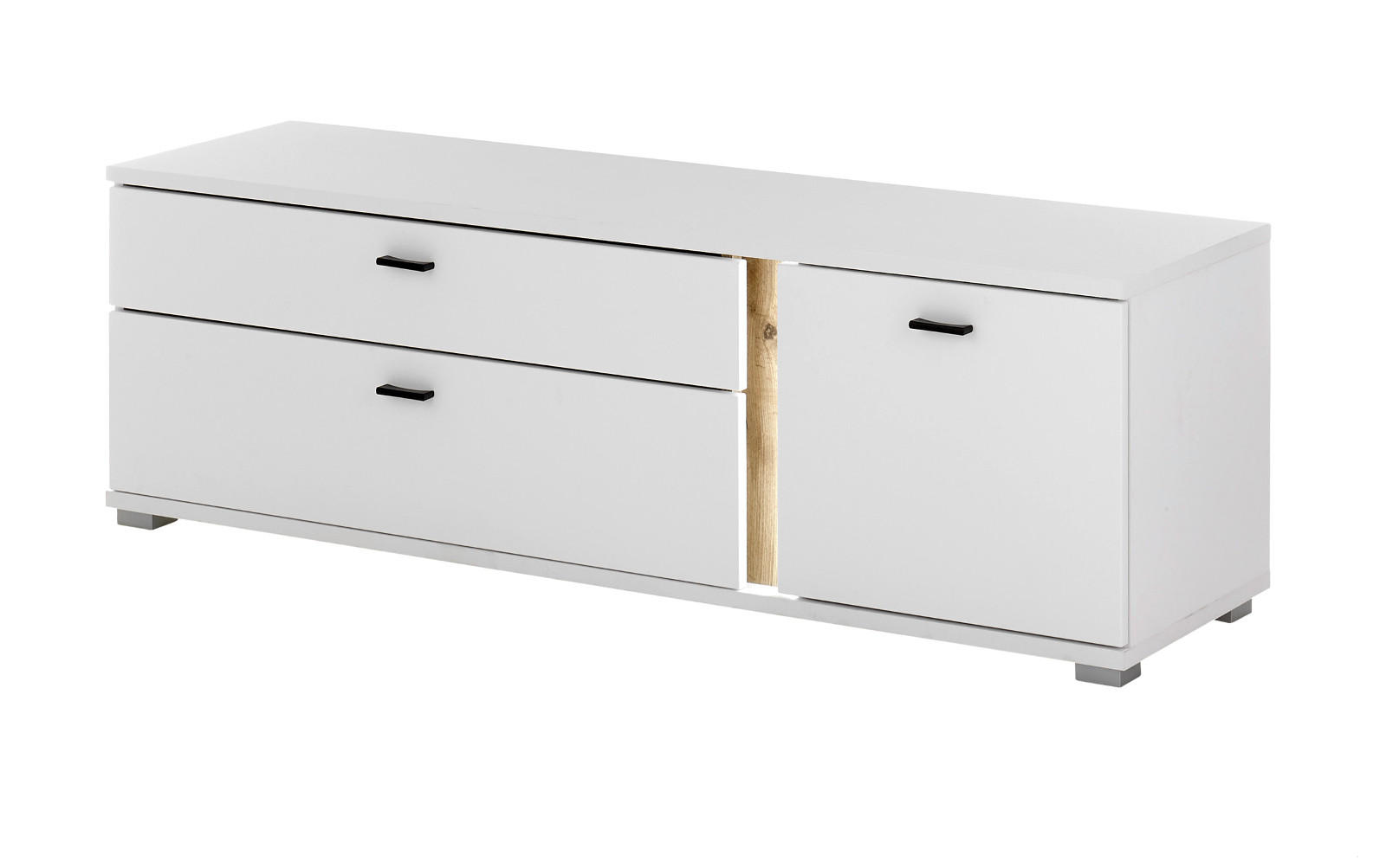 TV-LOWBOARD weiß matt, Eiche Wotan, TV Unterteil inklusive Frontbeleuchtung 150 cm - Silberfarben/Eiche Wotan, Holzwerkstoff/Kunststoff (150/48/42cm) - Furn.Design