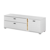 TV-LOWBOARD weiß matt, Eiche Wotan, TV Unterteil inklusive Frontbeleuchtung 150 cm - Silberfarben/Eiche Wotan, Holzwerkstoff/Kunststoff (150/48/42cm) - Furn.Design