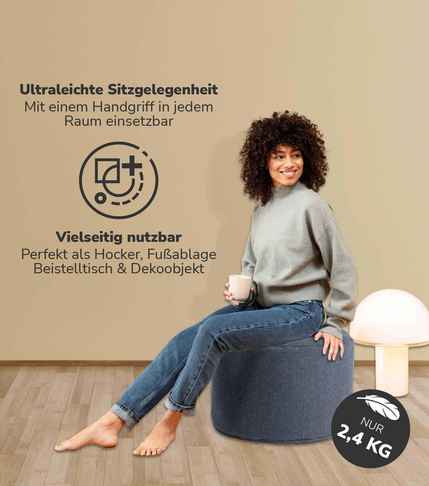 POUF Der Ruhepouf - Dunkelblau, Textil (60/40/60cm) - Mokebo