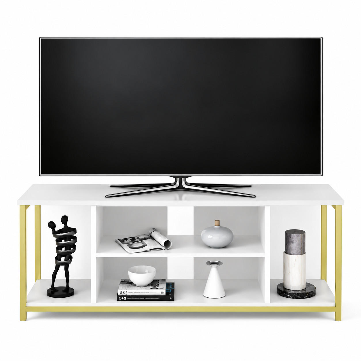 Decorotika Tv-Element Weiß, Gold 120x51x35 cm