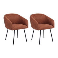 STUHL mit Armlehnen 2er-Set - Strukturstoff & schwarzes Metall - Terracotta - NISTOSIA - Braun, Textil (62/78/61cm) - Vente-Unique