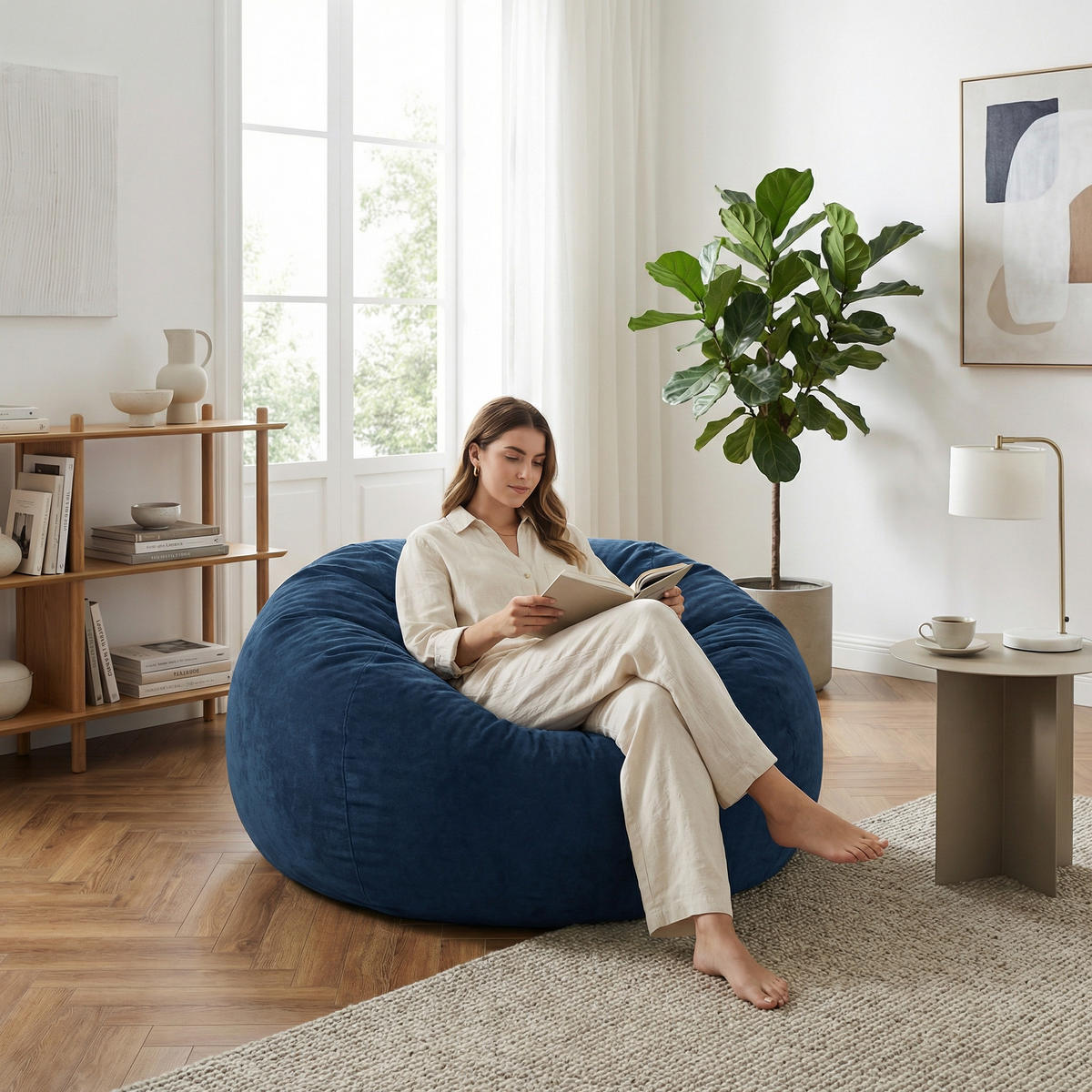 SITZSACK 2-in-1 Wandelbarer Sitzsack Sessel aus Chenille Montagefrei - Grau, Textil (110/70/110cm) - Urban Meuble