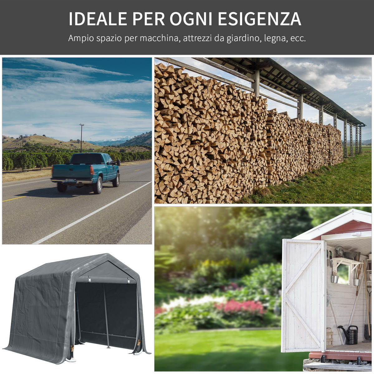 CARPORT Dunkelgrau 1 Stück - Dunkelgrau, Kunststoff/Metall (200/202/240cm) - GiPP