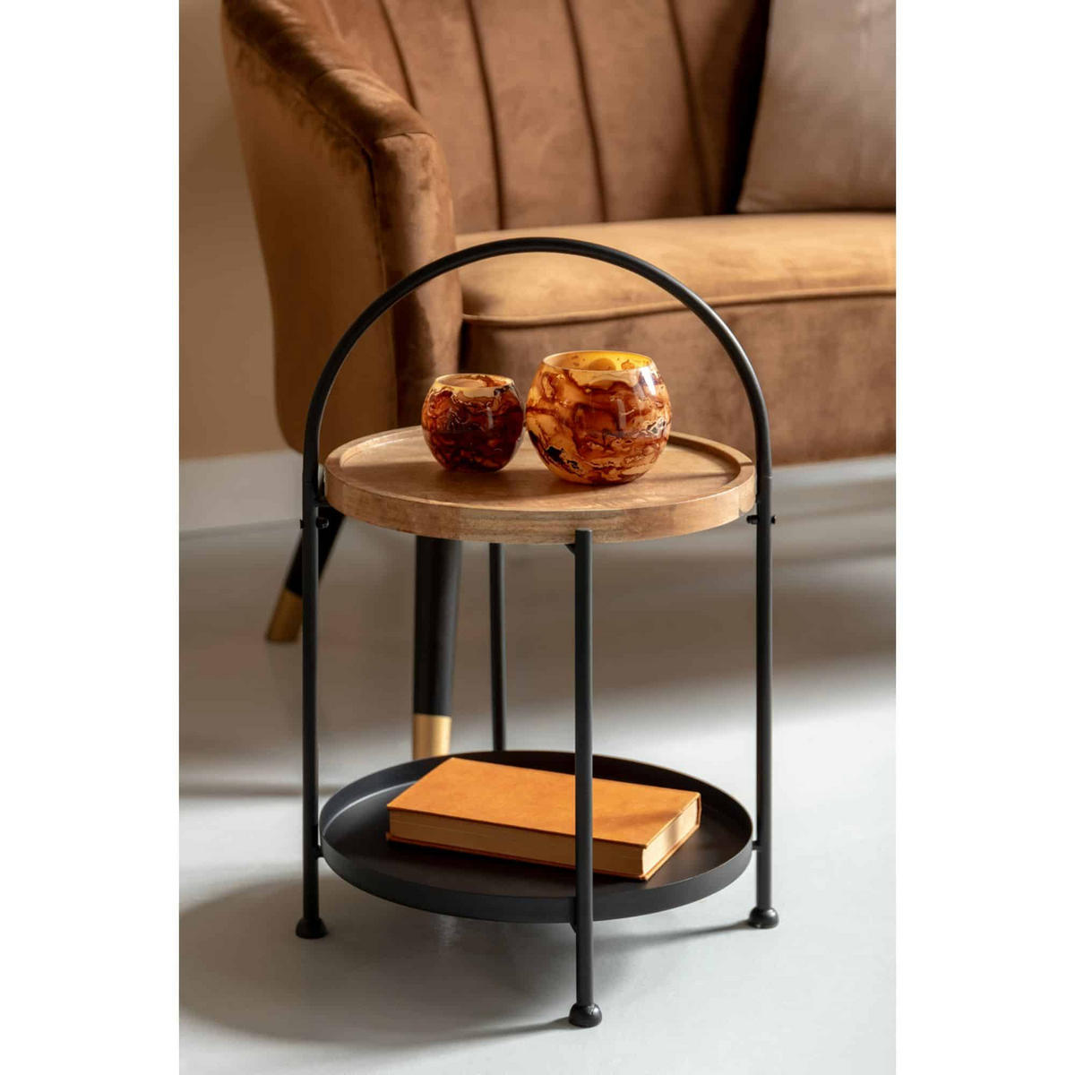 BEISTELLTISCH Tray Schwarz 39/39/55 cm - Schwarz, Holz (39/39/55cm) - Leitmotiv