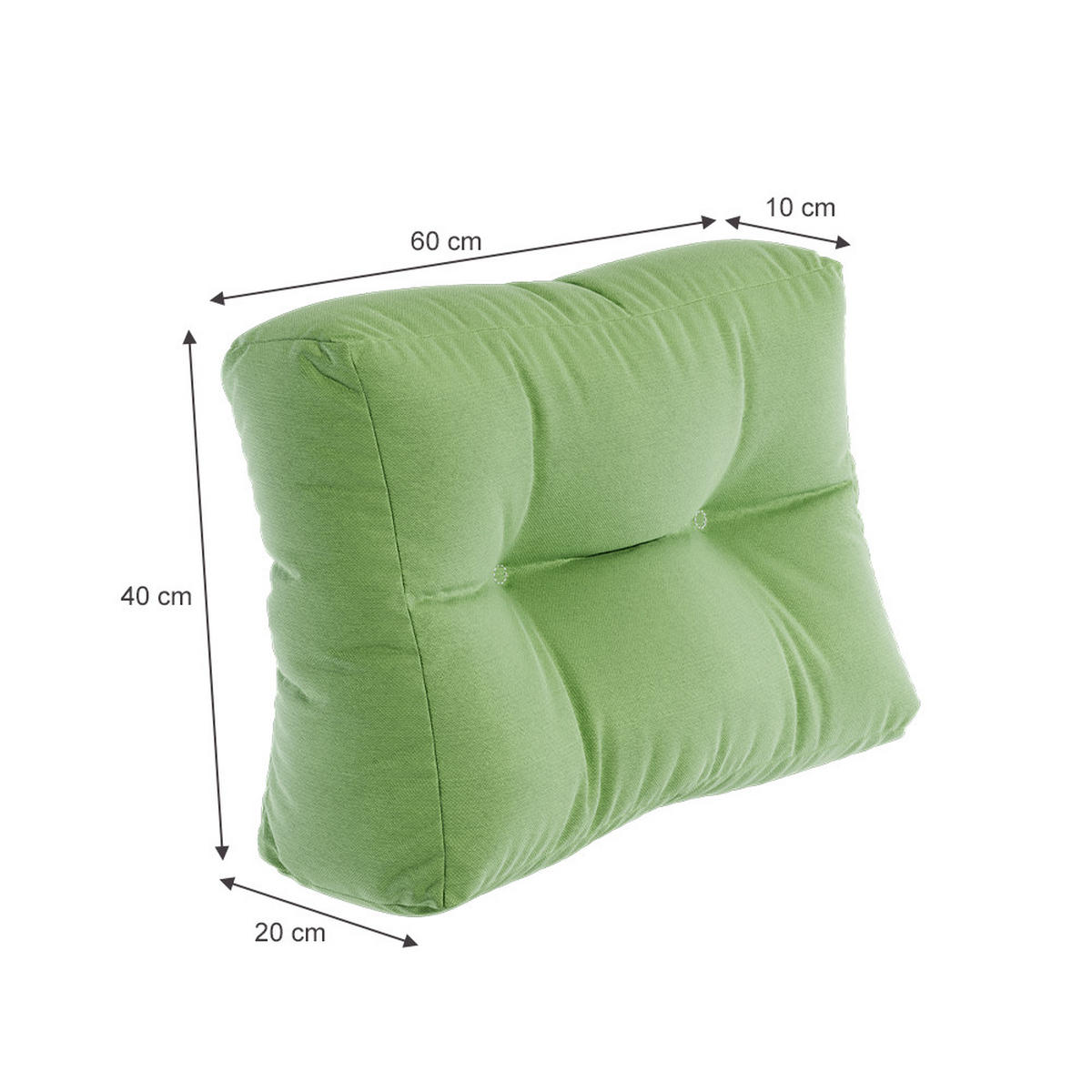 PALETTENKISSEN Flocken Grün 60 x 20 cm - Grün, Textil (60/40/20cm) - Vicco