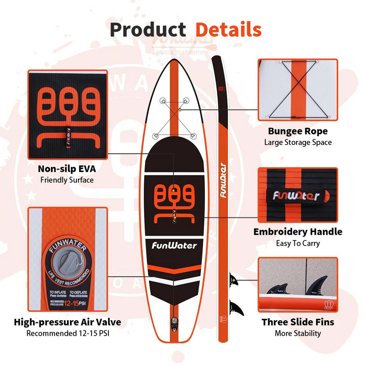 STAND UP PADDLE BOARD SUPFW03A(335×84×15CM) Orange - Orange, Kunststoff (335/84cm) - Kaket