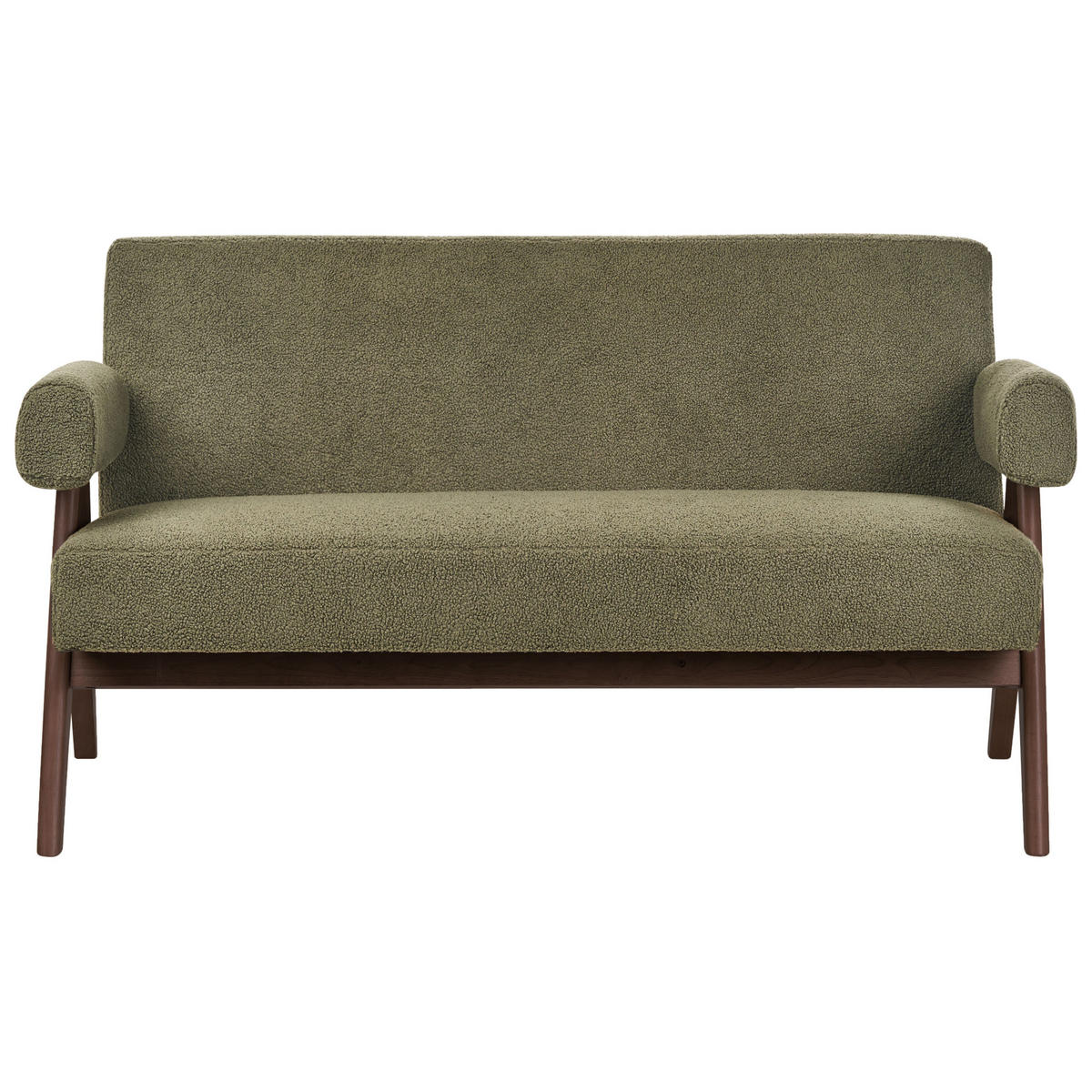 2-SITZER-SOFA Bouclé Grün/Dunkelbraun Tamre - Braun/Grün, Textil (148/79/78cm) - Beliani