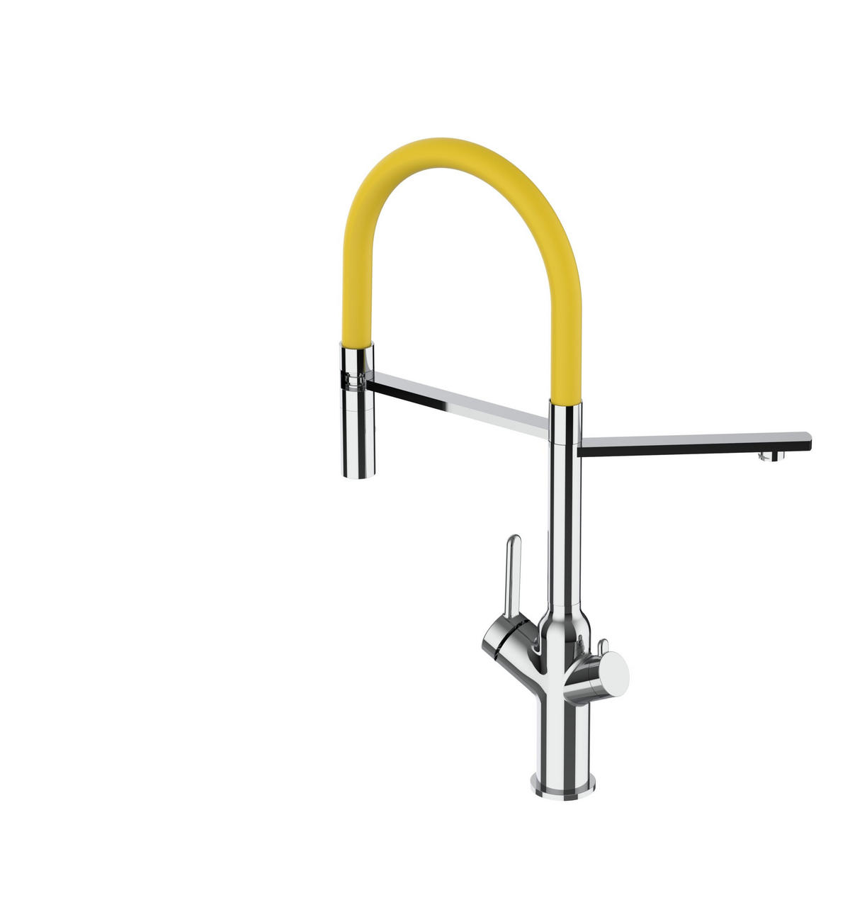 3-WEGE-KÜCHENARMATUR, Verchromt und Gelb, 2-Strahl-Brause - Chromfarben, Metall (20.61/48/20.61cm) - VIZIO