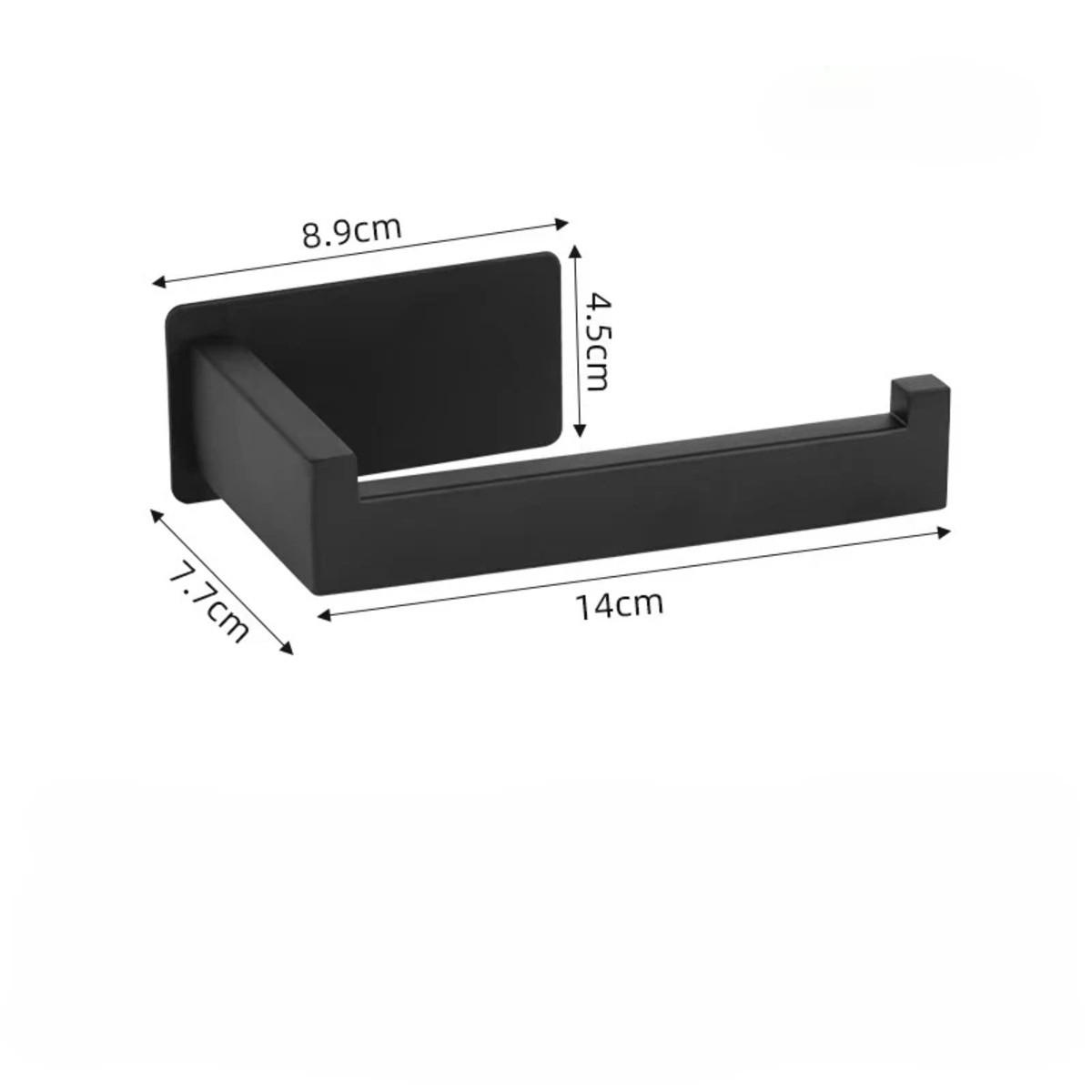 TOILETTENPAPIERHALTER , Edelstahl - Schwarz, Metall (7.7/4.5/14cm) - Authentics