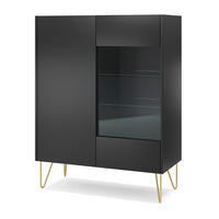 VITRINENSCHRANK SCHWARZ - Schwarz, Holzwerkstoff (97/122/37cm) - FURNLUX