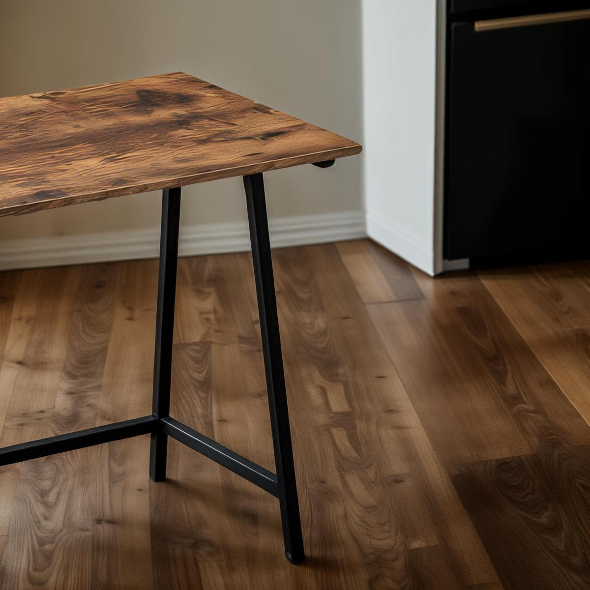 SCHREIBTISCH Metall Holzoptik Dunkelbraun Schwarz stabil 100x50x75 cm - Dunkelbraun/Schwarz, Holzwerkstoff/Metall (50/100/75cm) - Begryf