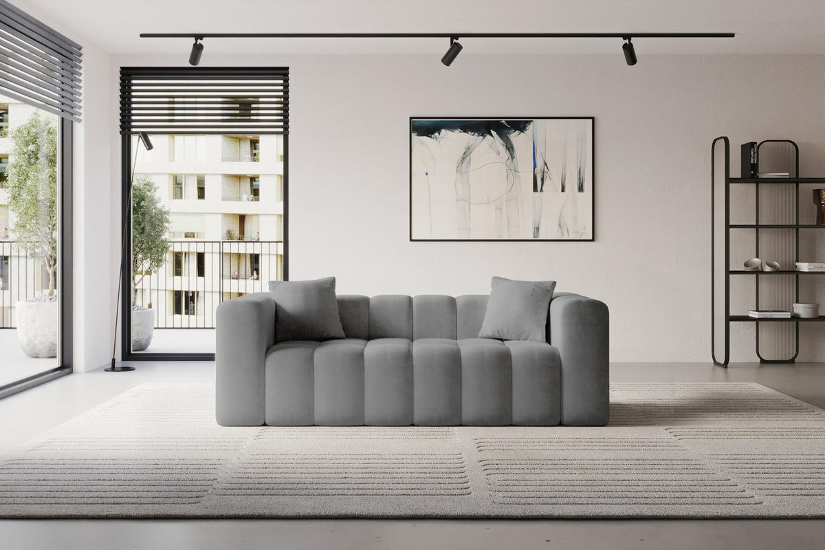 POHOVKA 2-MÍSTNÁ DONY-2 232x90x71 cm Šedá Velur - šedá/černá, kompozitní dřevo/textil (232/71/90cm) - ALTDECOR