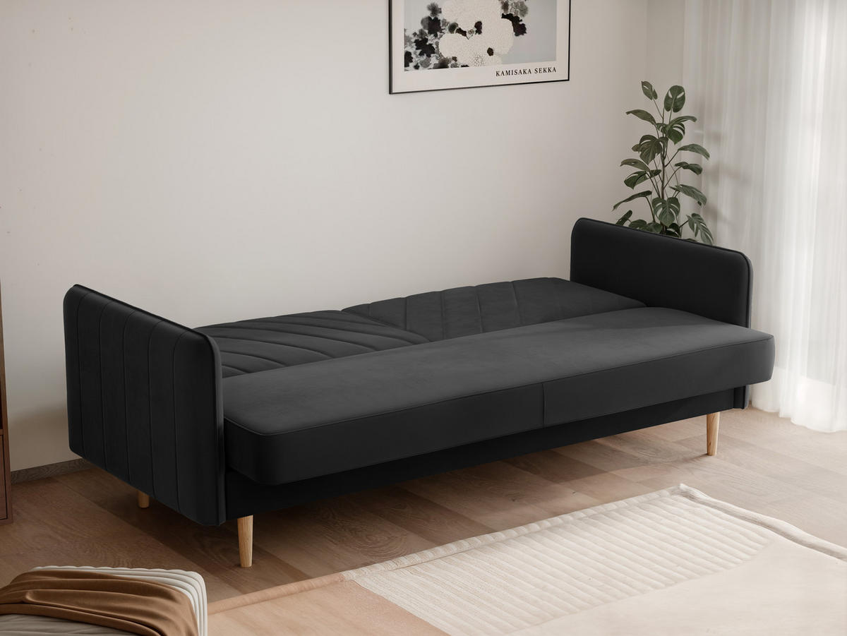 SCHLAFSOFA COLETTE mit Bettkasten Schwarz - Schwarz, Holzwerkstoff/Kunststoff (200/85/90cm) - Idohome