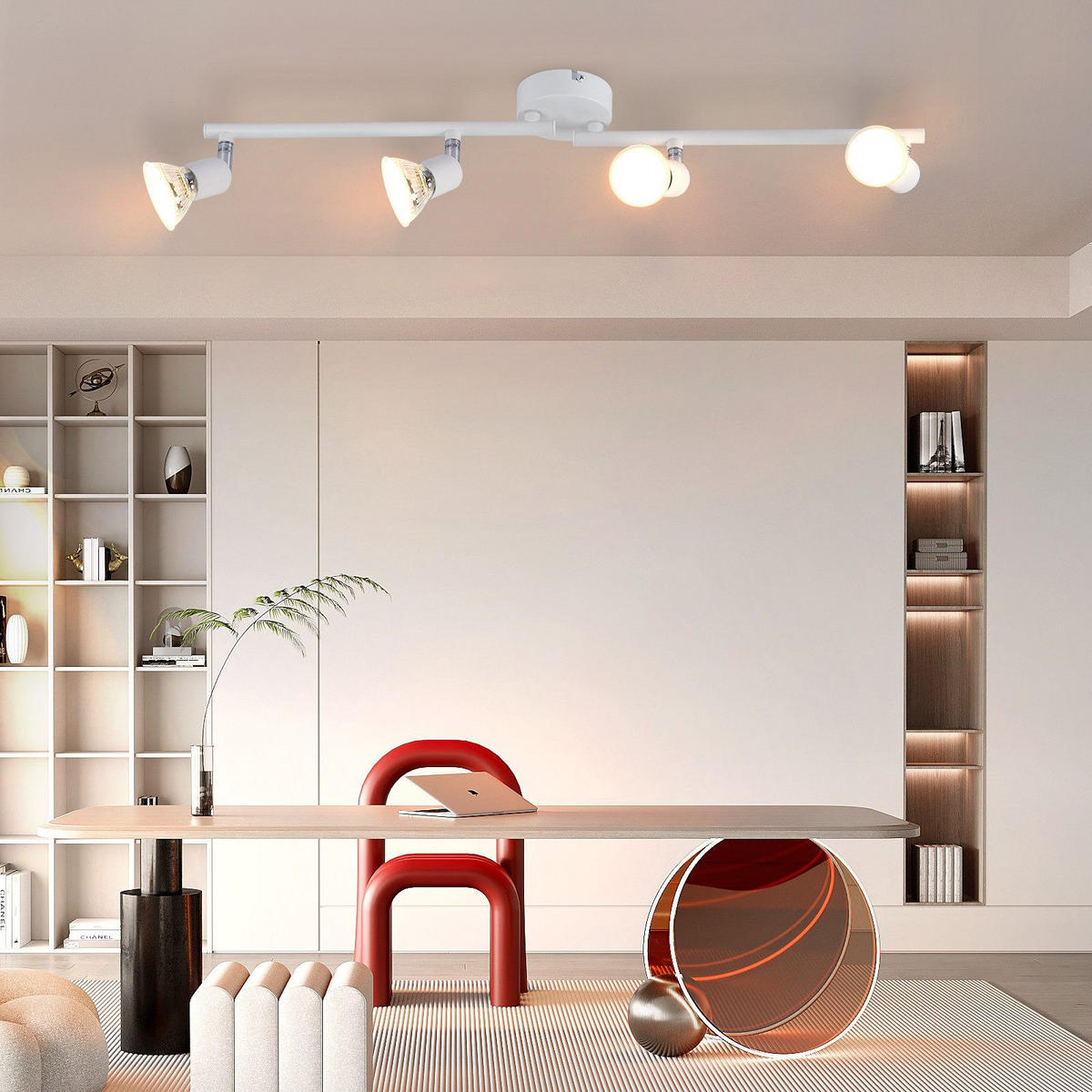 STRAHLER Flensburg 4-flammig 60/8/13.5 cm - Weiß, Metall (60/8/13.5cm) - Nettlife