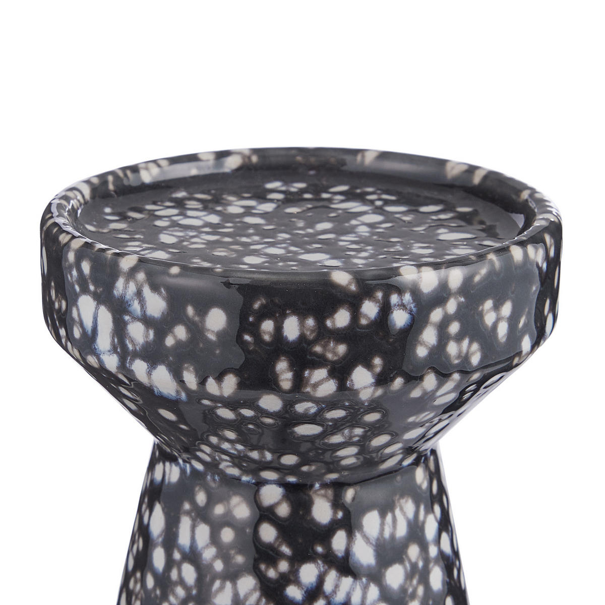 STUMPENKERZENHALTER Speckle - Schwarz, Stein (12/19/12cm) - Butlers