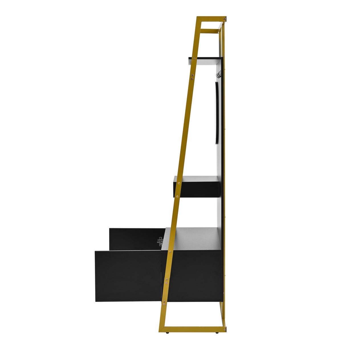 OMARA za oblačila 78/38,5/180,5 cm z ogledalom, kovinskimi kavlji in mehkim zapiranjem, Črna - črna, leseni material (38.5/180.5/78cm) - Redom