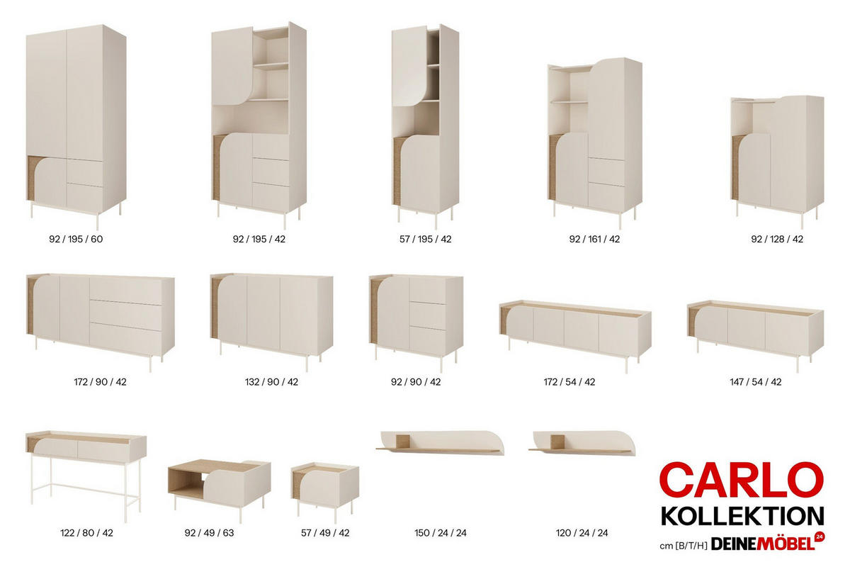 NACHTTISCH CARLO 13 57/49/42 cm in Macadamia / Frühlingseiche links - Kaschmir, Holzwerkstoff (57/49/42cm) - Deine Möbel 24