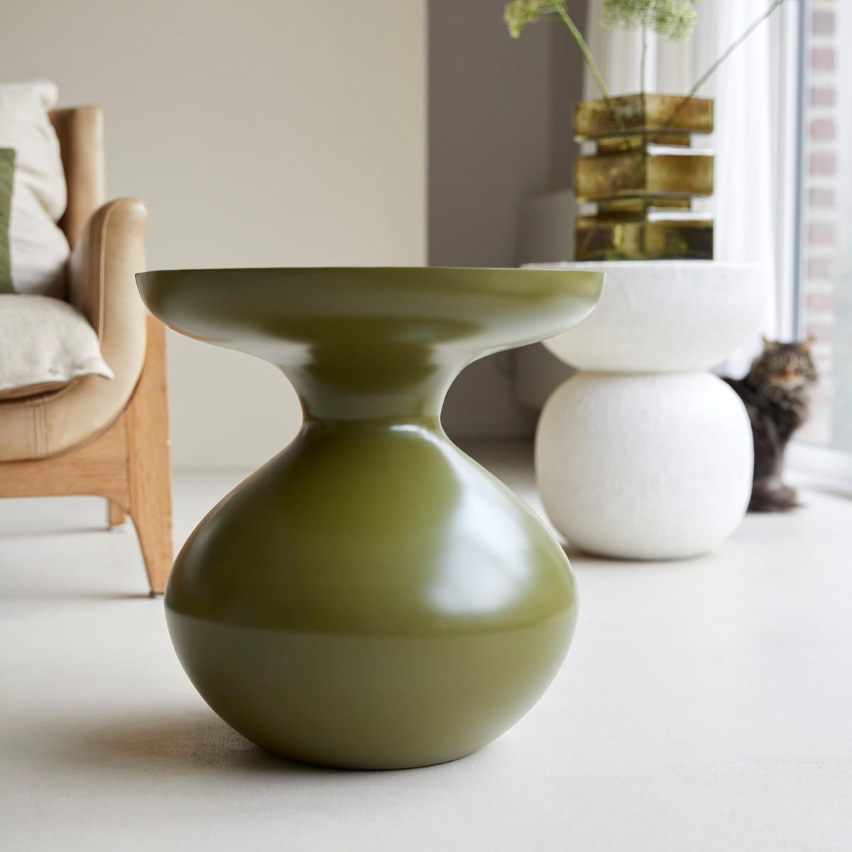 BEISTELLTISCH Tummy Grün aus Metall - Grün, Metall (38/38/40cm) - Tikamoon