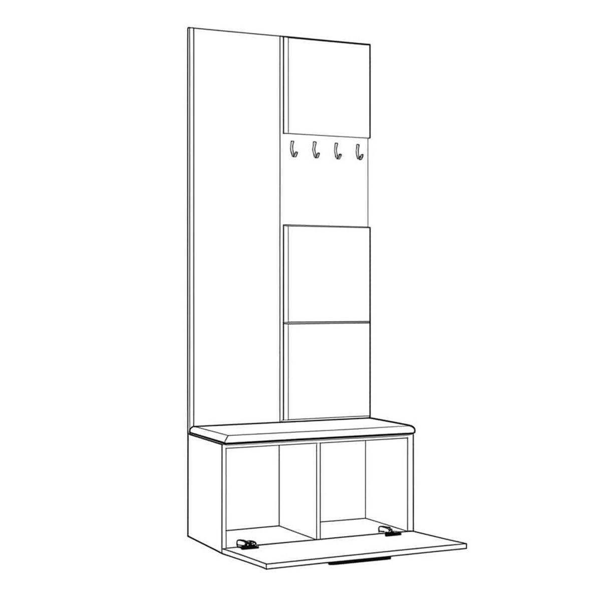 GARDEROBENSCHRANK MODULO 80,6/204/40 cm Modern Garderobe-Set Grau - Schwarz/Grau, Holzwerkstoff (80.6/204/40cm) - MASSENO