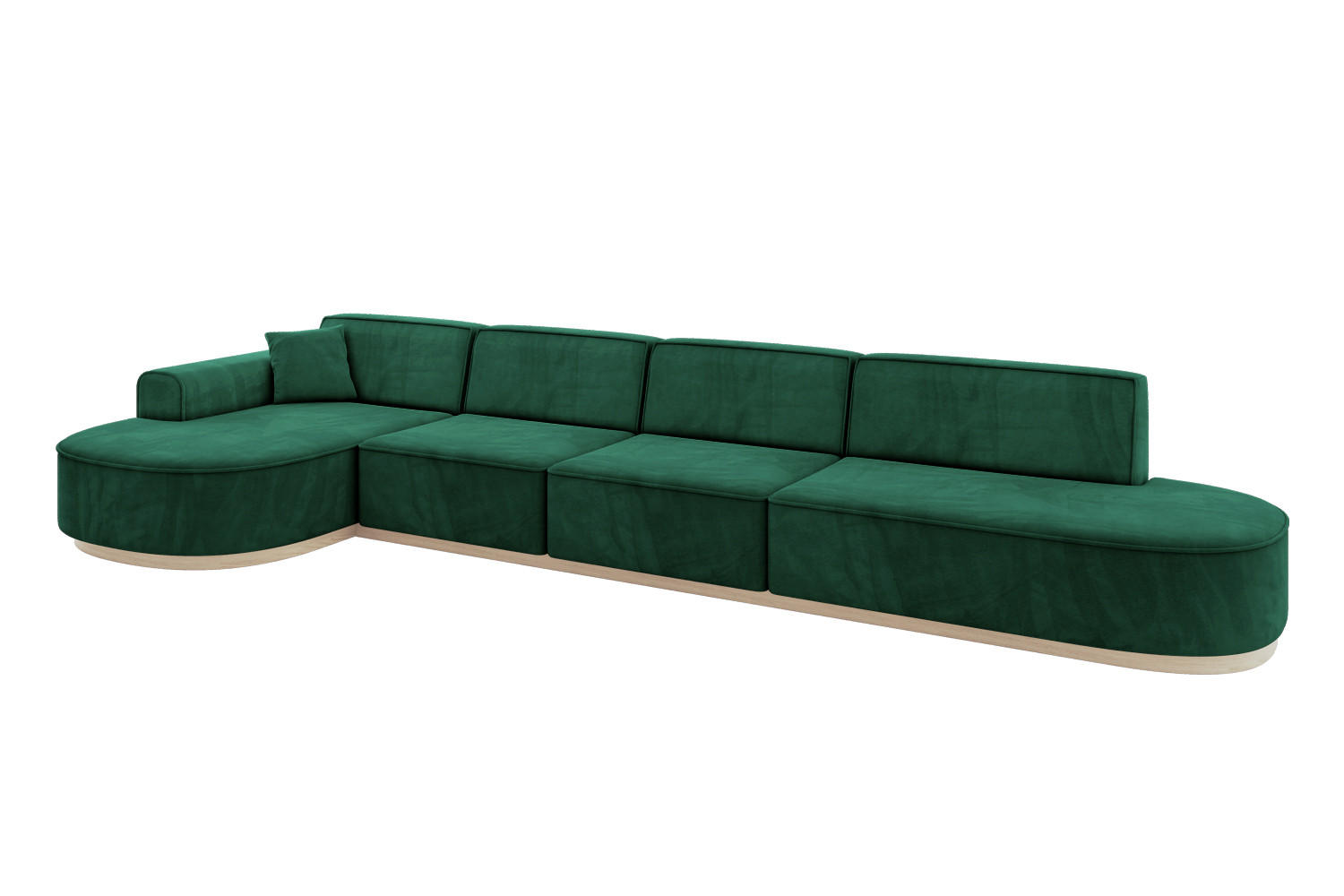 ECKSOFA Ottomane Links MARI-L3-v1 - 413x171x83 cm Grün Velours - Grün, Holzwerkstoff/Textil (413/171cm) - ALTDECOR