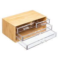 SCHMUCKBOX Selena mit 4 Schubladen, Bambus, Kunststoff, 23 x 15 x 10 - Beige, Holz (10.35/15.3/24cm) - 5five Simply Smart