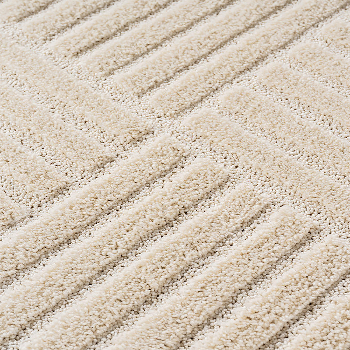 TEPPICH Hochflor RIGI in Creme, mit Cord-Streifen-Patchwork, 200 x 290 cm - Beige, Textil (200/290cm) - KADIMA DESIGN