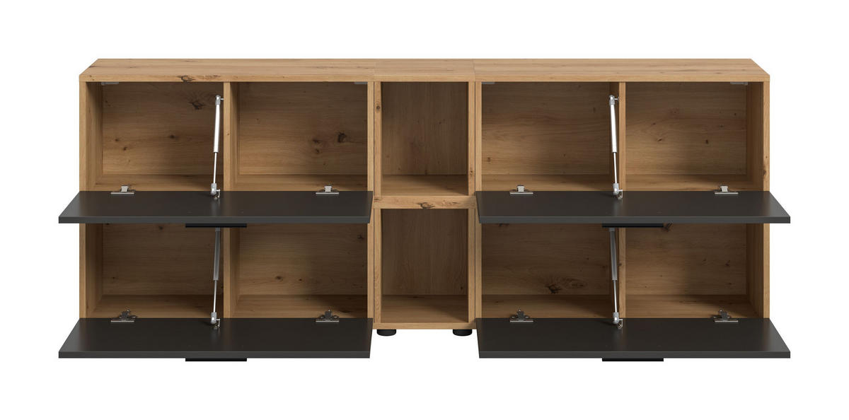 WOHNKOMBINATION THE ONE (B/H/T: ca. 176/67/34 cm) in Artisan Oak Nachbildung/Basalt grau - Eiche Artisan, Holzwerkstoff (176/67/34cm)