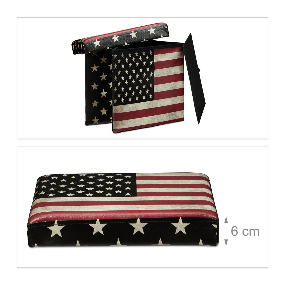 SITZHOCKER - Multicolor, Holzwerkstoff/Kunststoff (38/38/38cm) - Relaxdays